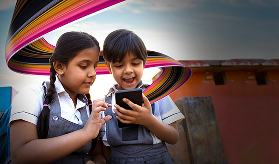 kids with mobile