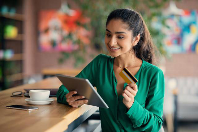woman with tablet