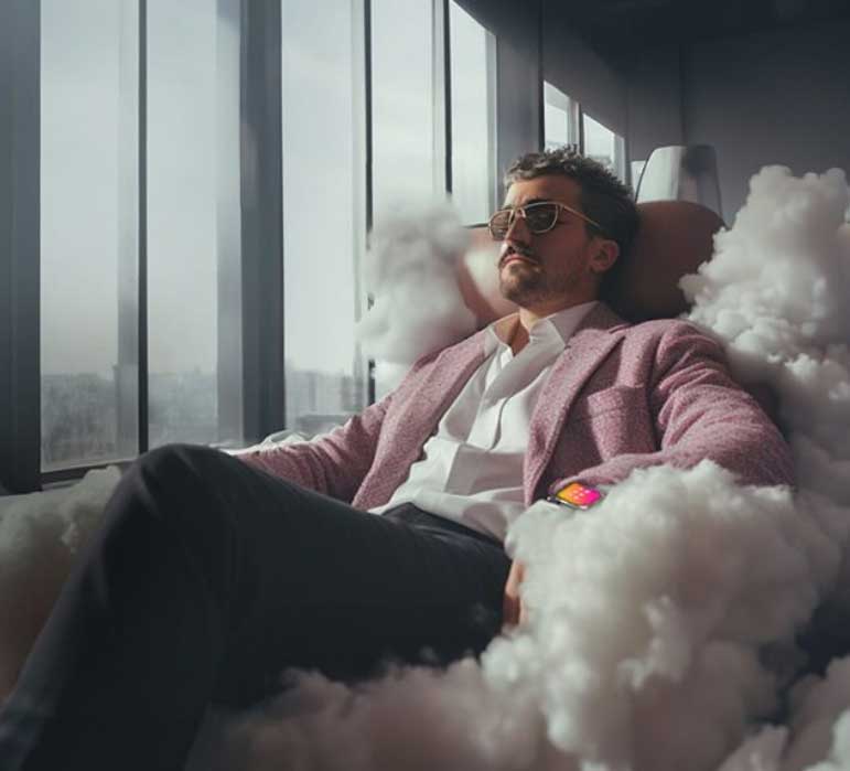 ai man in cloud chair