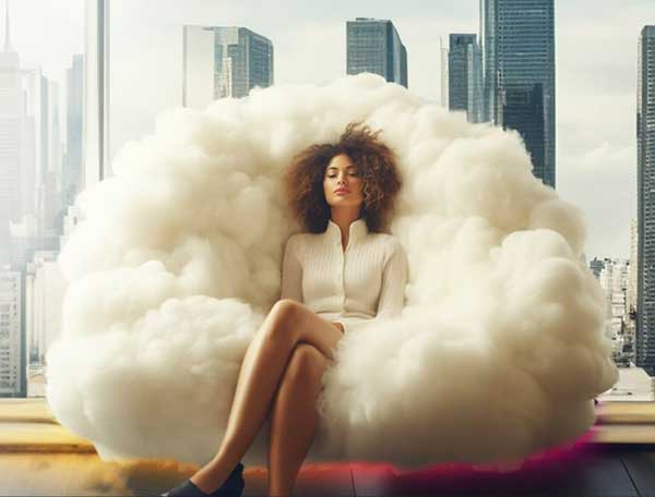 ai woman in cloud chair